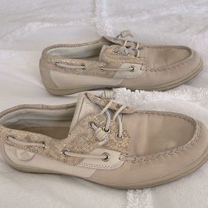 Sperry Top-Sider Gold Snakeskin Boat Loafer 7.5